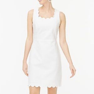 J. Crew White Scallop-Edge Sleeveless Midi Dress